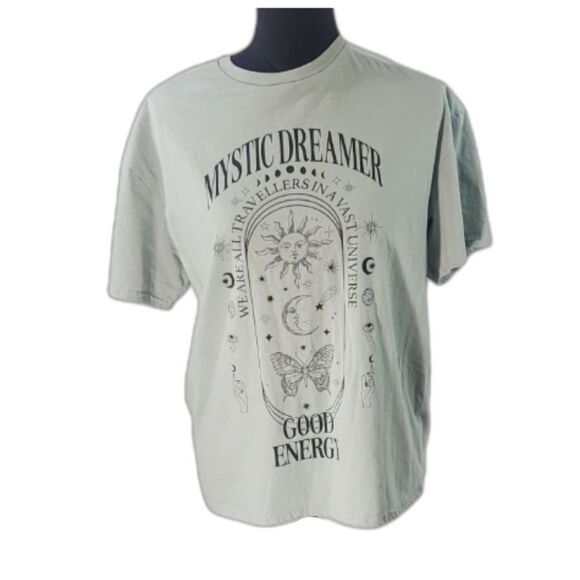 Charlotte Russe Sage Green “Mystic Dreamer” Basic T-Shirt Size Large - Picture 1 of 6